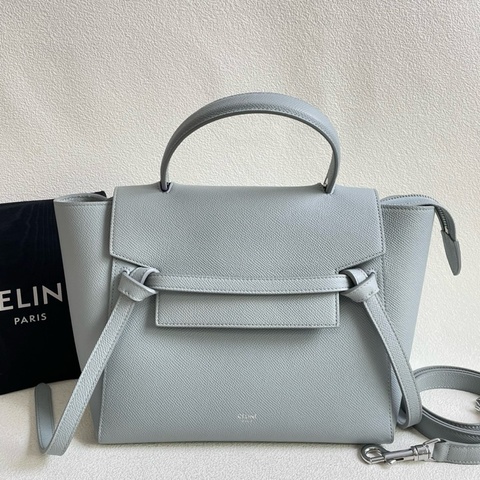 Celine 鯰魚包 中號 藍灰色牛皮包身 銀色五金 24*21*14