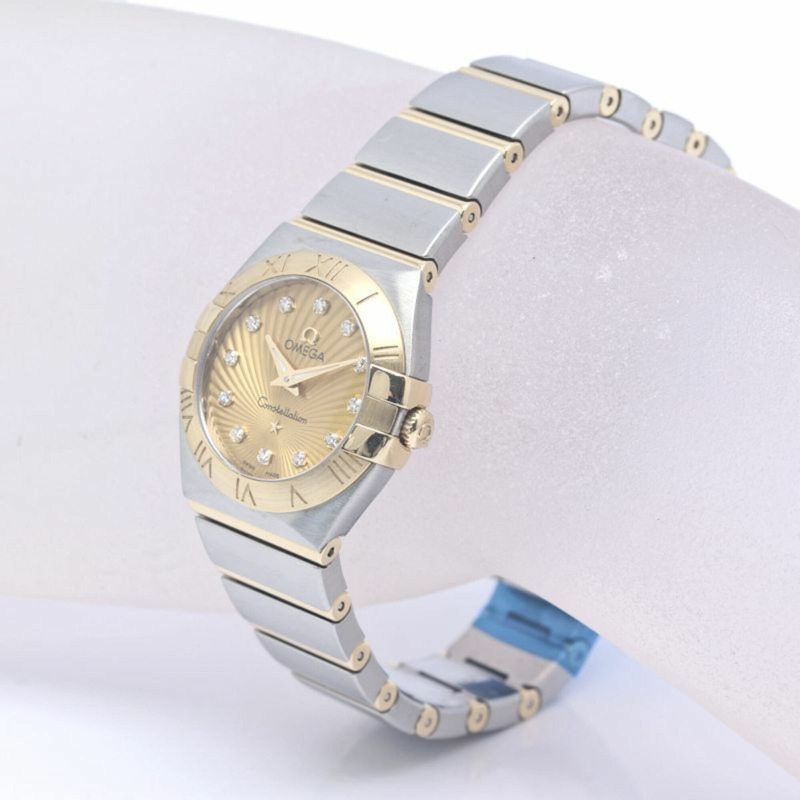 歐米茄星座系列磨砂12鑽錶 123.20.24.60.58.001 女士 K18YGxSS 40304-5