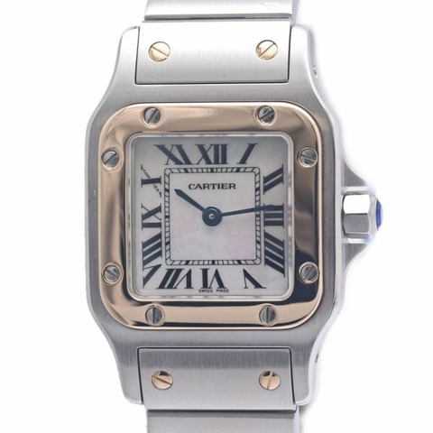 卡地亞 Cartier Santos Galbee SM W20103C4 白色錶殼亞洲限量版女士腕錶 K18PGxSS 40311