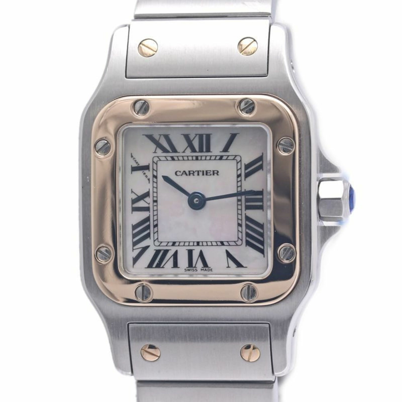 卡地亞 Cartier Santos Galbee SM W20103C4 白色錶殼亞洲限量版女士腕錶 K18PGxSS 40311-1