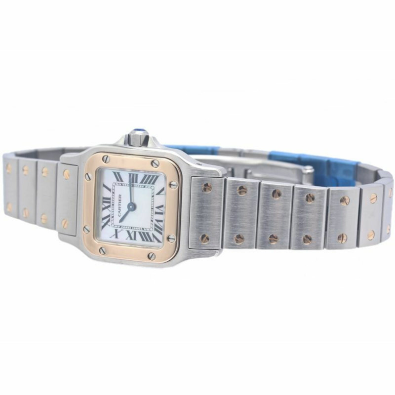 卡地亞 Cartier Santos Galbee SM W20103C4 白色錶殼亞洲限量版女士腕錶 K18PGxSS 40311-2