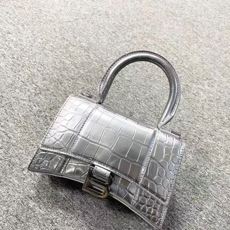 Balenciaga hourglass XS 灰銀色 超級美鱷魚皮色98 新配件塵袋-1