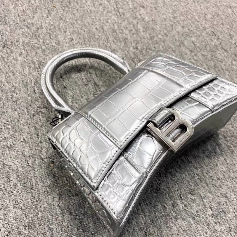 Balenciaga hourglass XS 灰銀色 超級美鱷魚皮色98 新配件塵袋-5
