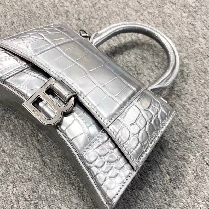Balenciaga hourglass XS 灰銀色 超級美鱷魚皮色98 新配件塵袋-6