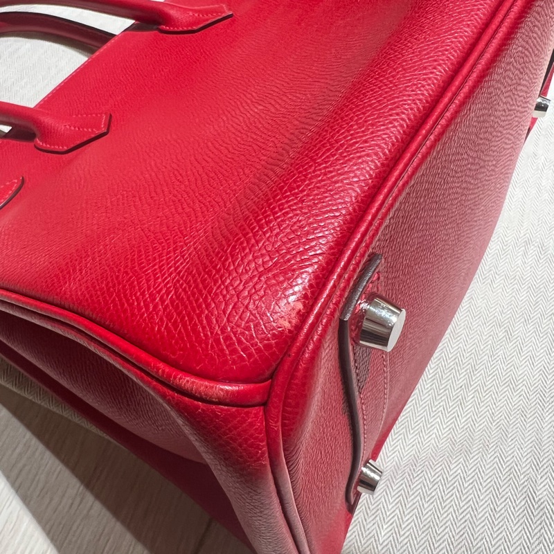 HERMES BERKIN 30 國旗紅 銀扣 鉑金包 P刻-2