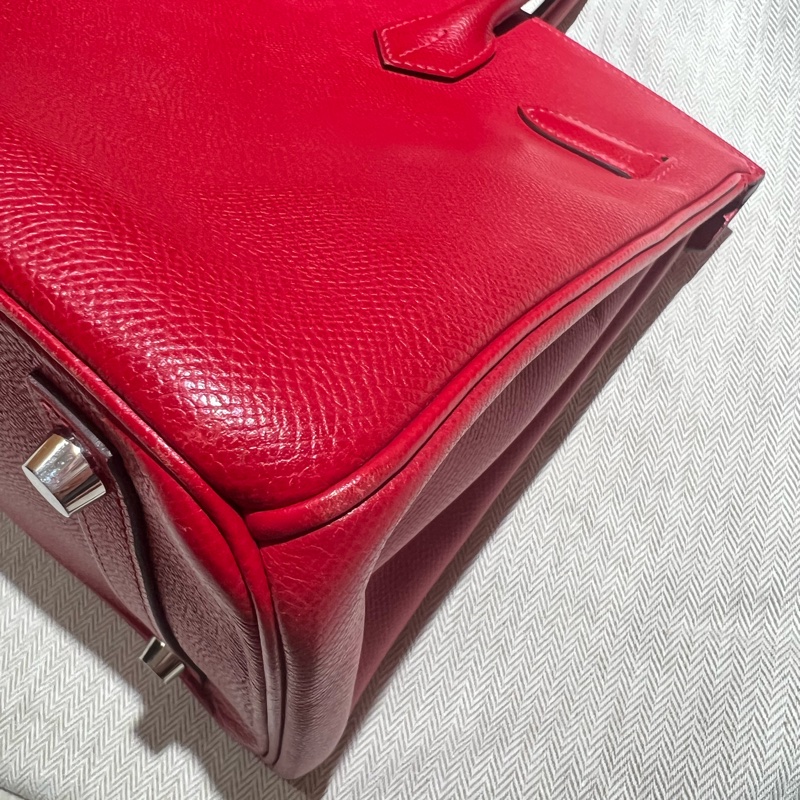 HERMES BERKIN 30 國旗紅 銀扣 鉑金包 P刻-3