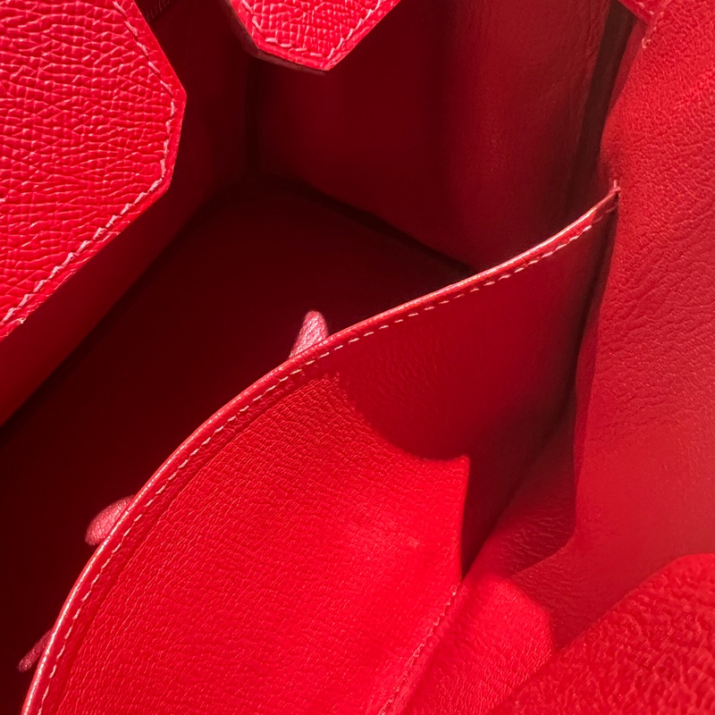 HERMES BERKIN 30 國旗紅 銀扣 鉑金包 P刻-9