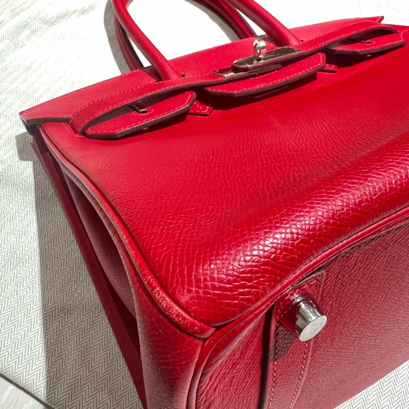 HERMES BERKIN 30 國旗紅 銀扣 鉑金包 P刻-12