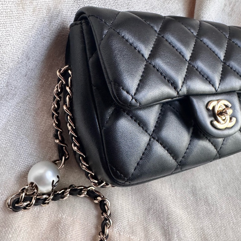 Chanel/香奈兒 滾邊珍珠字母限量CF大mini-6