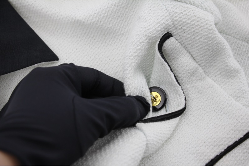 Chanel Vintage P95 羊毛Coco紐扣白色淺綠色短版外套-15