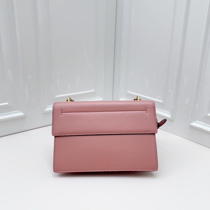 98新Ferragamo菲拉格慕 Vara蝴蝶結包 深粉色牛皮+金屬鏈條 蝴蝶結+琥珀色寶石扣-6