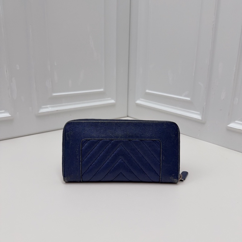 97新Chanel香奈兒 藍色長款錢包24開 -1