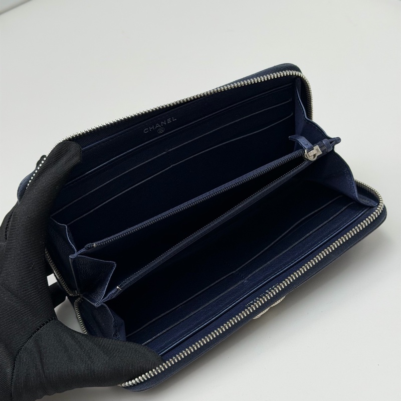 97新Chanel香奈兒 藍色長款錢包24開 -10