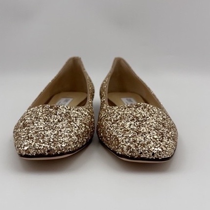 99新 Jimmy Choo 周仰傑 亮片尖頭 休閒單鞋 女款 粉色 尺寸：38.5碼 附件:盒-1