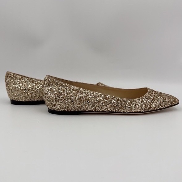 99新 Jimmy Choo 周仰傑 亮片尖頭 休閒單鞋 女款 粉色 尺寸：38.5碼 附件:盒-3