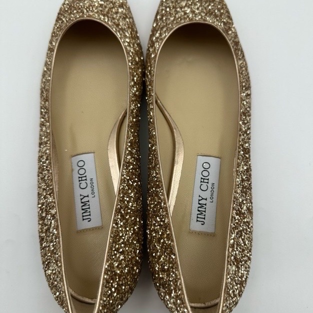 99新 Jimmy Choo 周仰傑 亮片尖頭 休閒單鞋 女款 粉色 尺寸：38.5碼 附件:盒-4