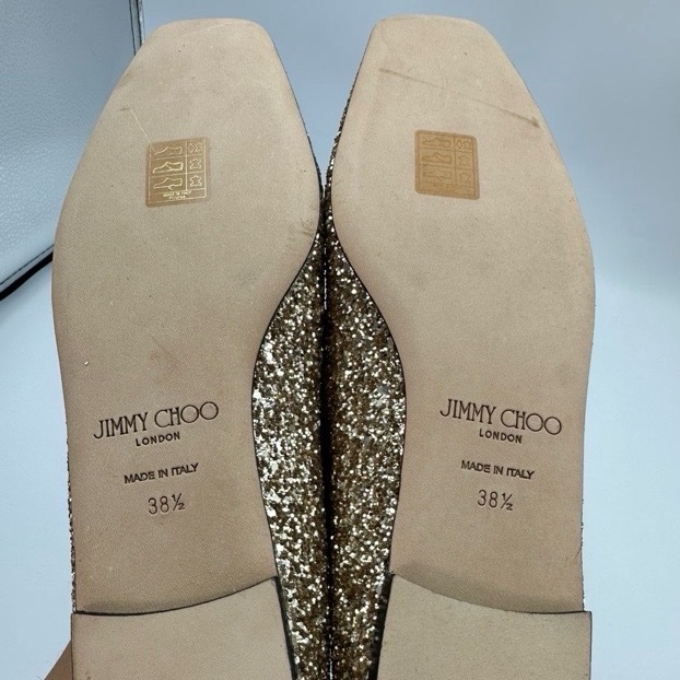 99新 Jimmy Choo 周仰傑 亮片尖頭 休閒單鞋 女款 粉色 尺寸：38.5碼 附件:盒-9