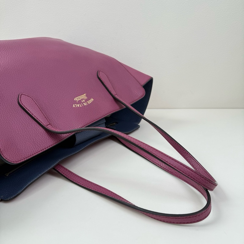 Gucci/古馳 Swing 牛皮 紫色tote包-5