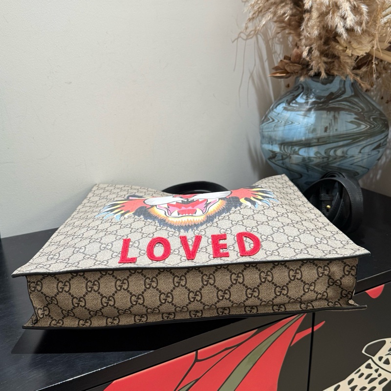 98新 Gucci 老花憤怒貓托特包 021黑標 單包 男女適用-4