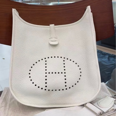 Hermes Evelyne 29伊芙琳 奶昔白 银扣 tc皮