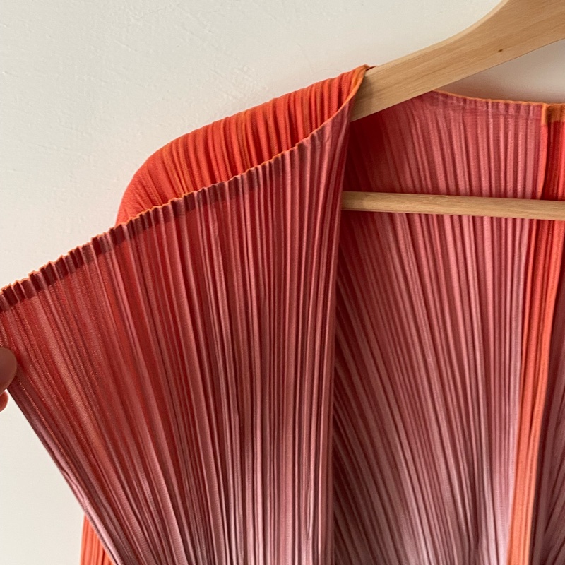 ▪️富貴選物FUGUEI▪️PP 三宅一生馬卡龍 橘藍雙層漸層蕾絲 開襟外套-3