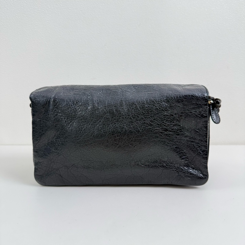 Balenciaga/巴黎世家 機車黑色斜挎包 金扣-2