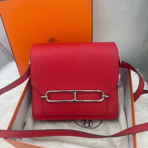 愛馬仕Hermes Roulis19紅色豬鼻子銀扣