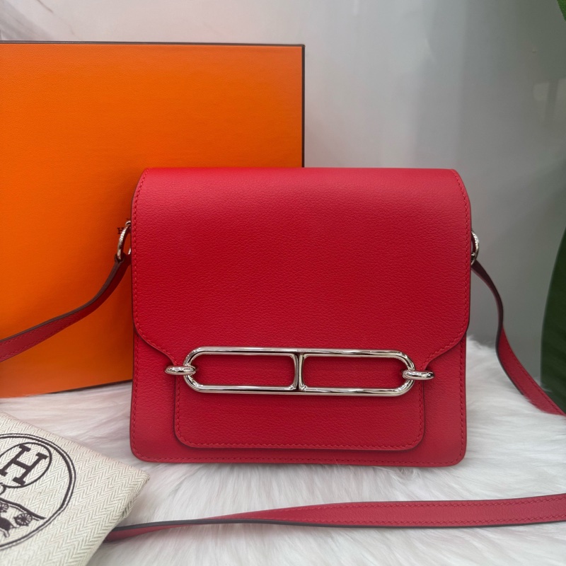 愛馬仕Hermes Roulis19紅色豬鼻子銀扣-1