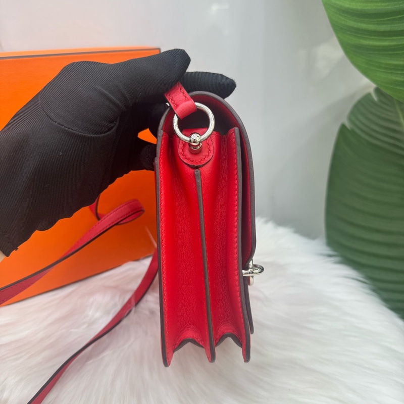 愛馬仕Hermes Roulis19紅色豬鼻子銀扣-3