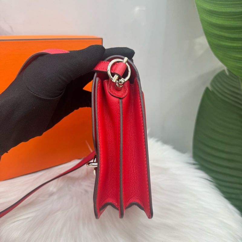 愛馬仕Hermes Roulis19紅色豬鼻子銀扣-4