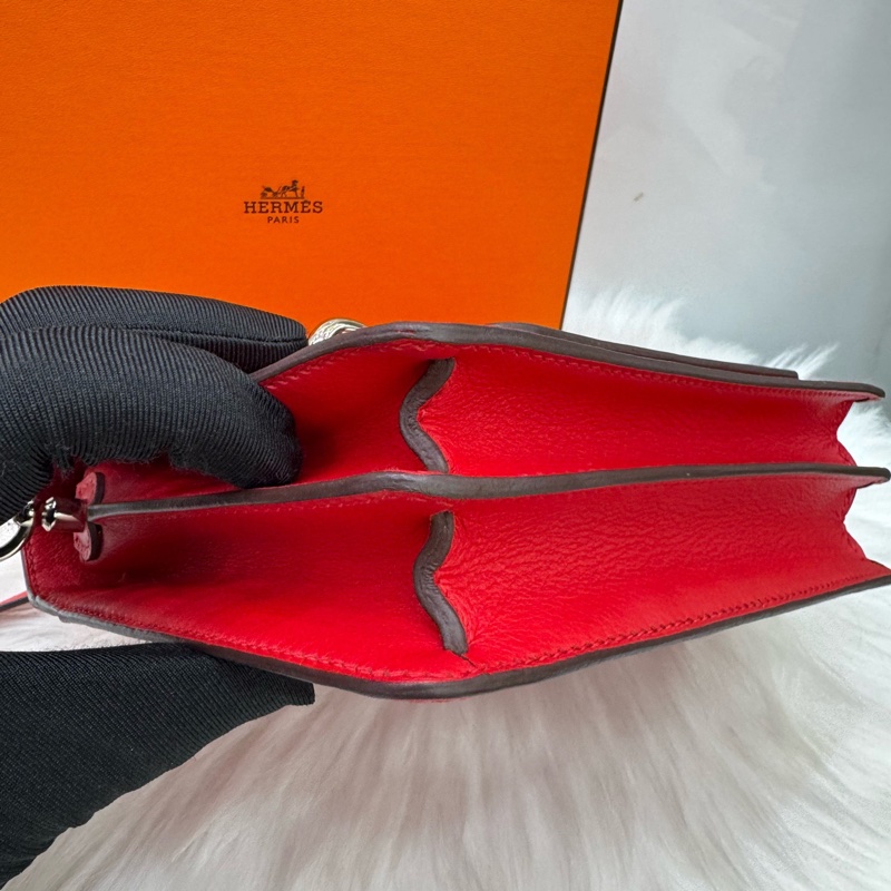 愛馬仕Hermes Roulis19紅色豬鼻子銀扣-6