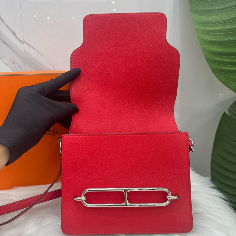 愛馬仕Hermes Roulis19紅色豬鼻子銀扣-7