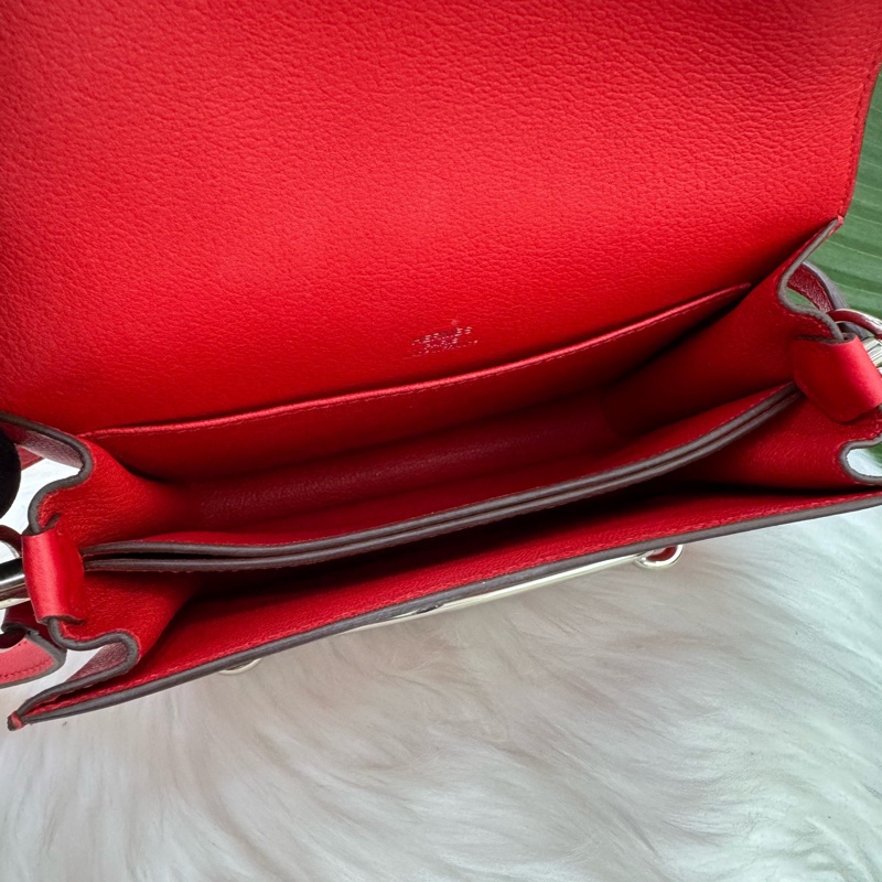 愛馬仕Hermes Roulis19紅色豬鼻子銀扣-8
