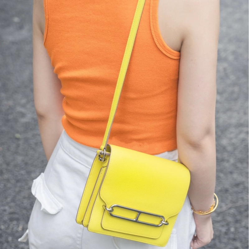 𝙃𝙀𝙍𝙈𝙀𝙎愛馬仕 Roulis 豬鼻子19 9R檸檬黃內拼8v罌粟橙 銀扣-3