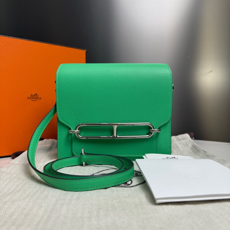 HERMES愛馬仕,B刻,Roulis Mini 豬鼻子漫畫綠銀扣-0
