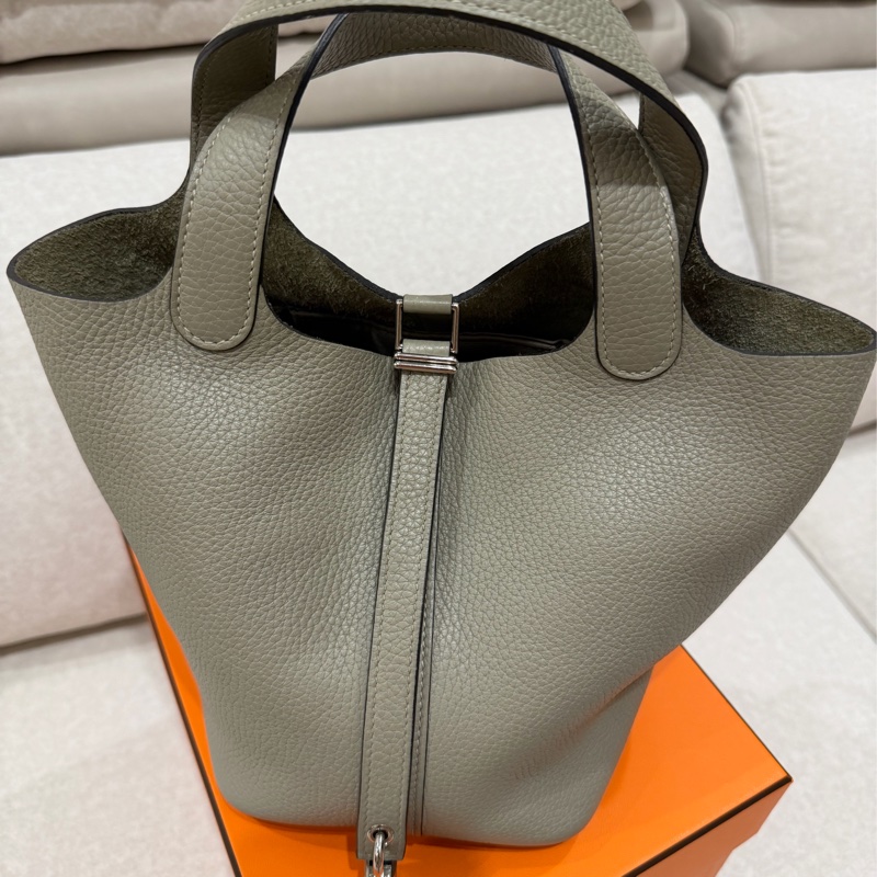 92新❤️Hermes 愛馬仕 菜籃子 picotin18 #鼠尾草綠銀釦 #X刻-9