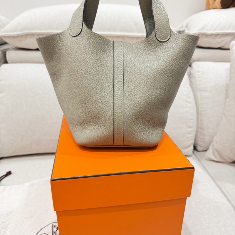 92新❤️Hermes 愛馬仕 菜籃子 picotin18 #鼠尾草綠銀釦 #X刻-10