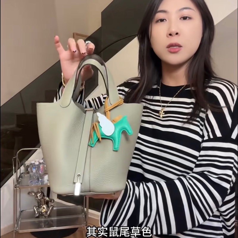 92新❤️Hermes 愛馬仕 菜籃子 picotin18 #鼠尾草綠銀釦 #X刻-39