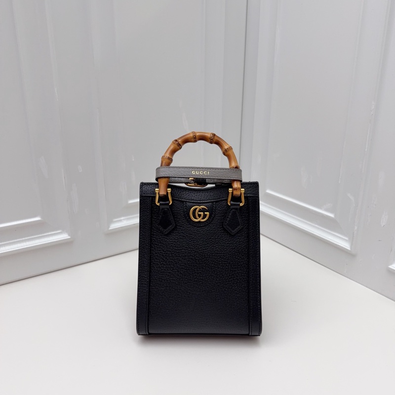 閒置Gucci古馳 Diana系列黑金竹節手柄包 黑色粒面牛皮+竹節手柄 復古優雅氣質滿分-1