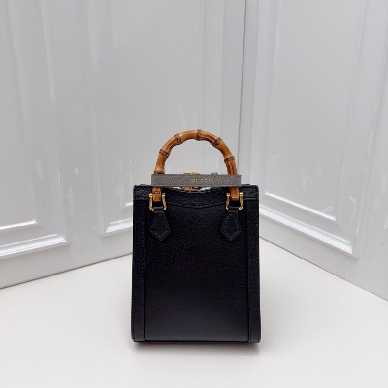 閒置Gucci古馳 Diana系列黑金竹節手柄包 黑色粒面牛皮+竹節手柄 復古優雅氣質滿分-6