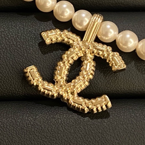 99新 Chanel 22k雙c珍珠項鍊choker銀色 無附件-3