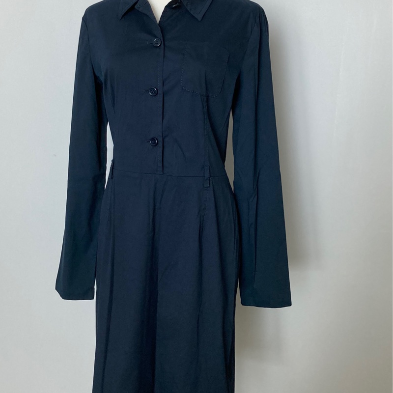 《新歡舊愛》正品PRADA深藍色彈性連身洋裝44版小適合M-5