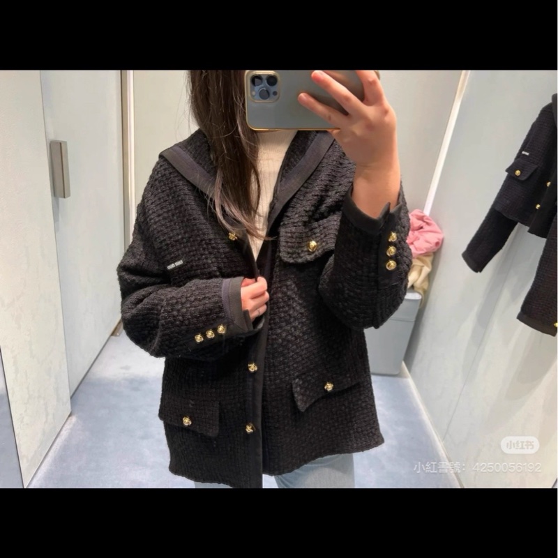 miumiu缪缪 23ss海军领外套-5