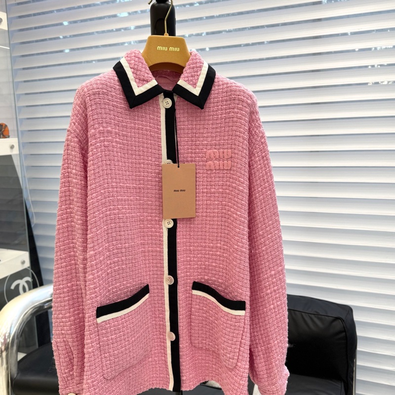 miumiu 粉色小香风编织外套-0