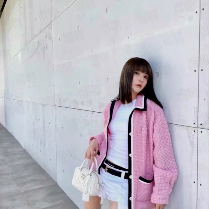 miumiu 粉色小香风编织外套-4