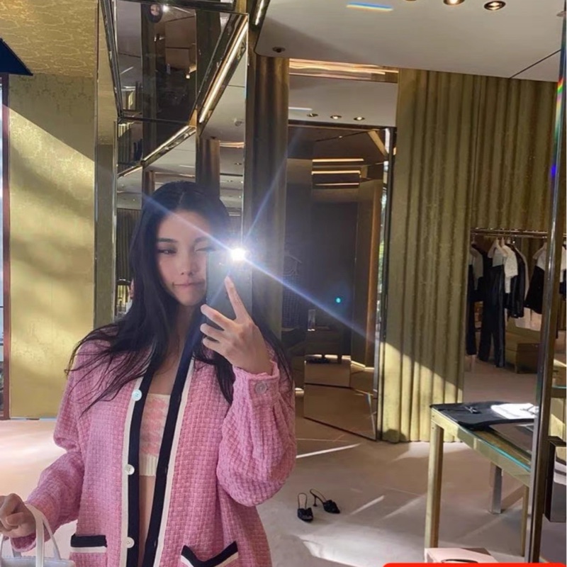 miumiu 粉色小香风编织外套-5