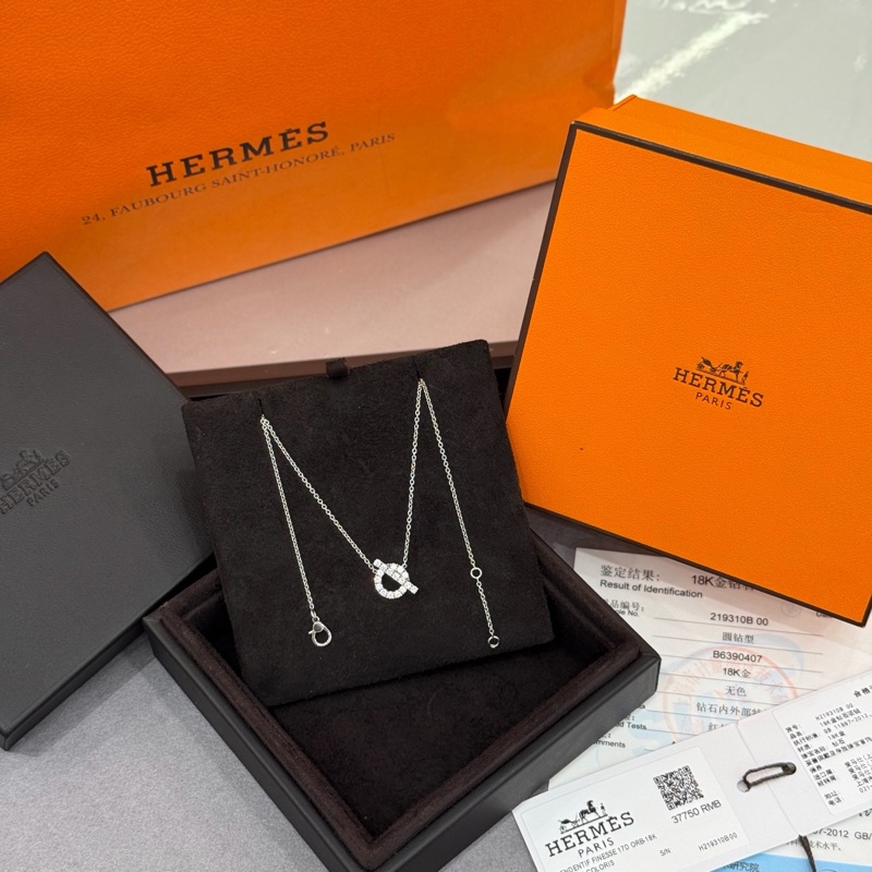 Hermes爱马仕 FINESSE小Q白金钻石项链-0