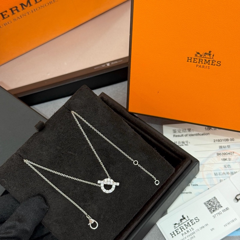 Hermes爱马仕 FINESSE小Q白金钻石项链-1