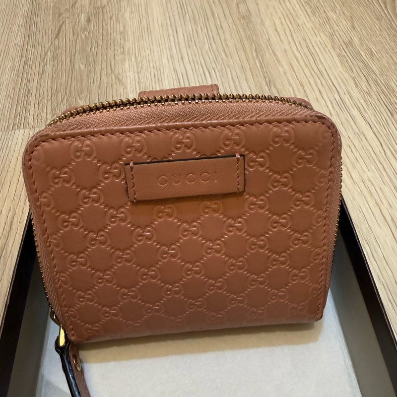 Gucci 藕粉色短夾-1