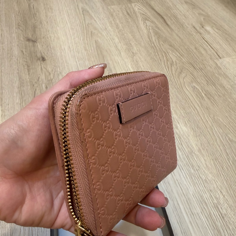 Gucci 藕粉色短夾-2